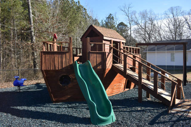 The church playground in the resemblance of Noah's Ark.